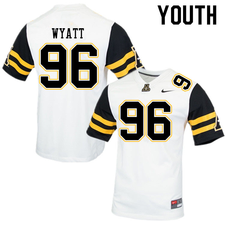Youth #96 Josiah Wyatt Appalachian State Mountaineers College Football Jerseys Sale-White
